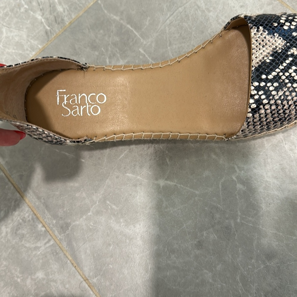 FRANCO SARTO | snakeskin wedge sandals size 9.5 - Picture 3 of 5